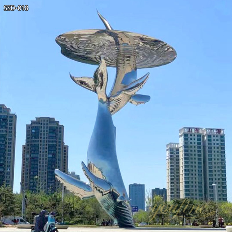 Stainless Steel Large Beach Light Whale Sculpture