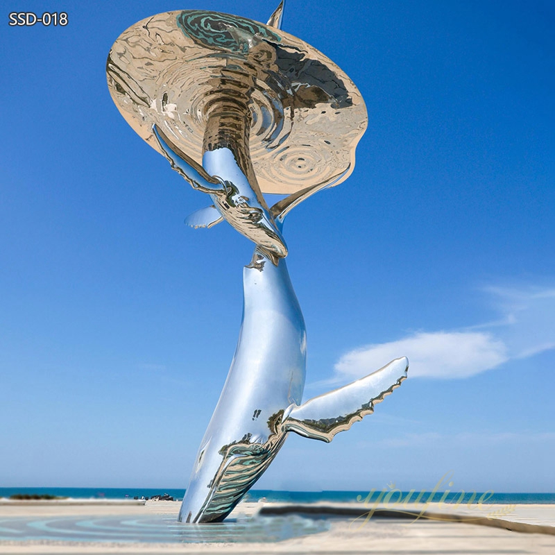 Stainless Steel Large Beach Light Whale Sculpture
