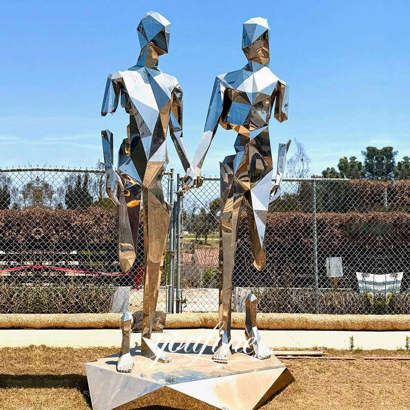 stainless steel broken but together statue