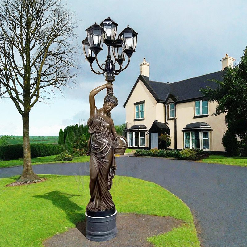 bronze lady lamp art