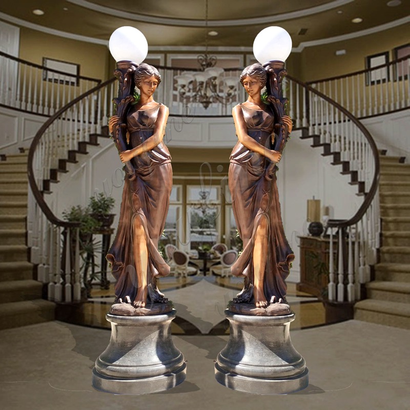 Antique Bronze Lady Statue Lamp for Sale YouFine