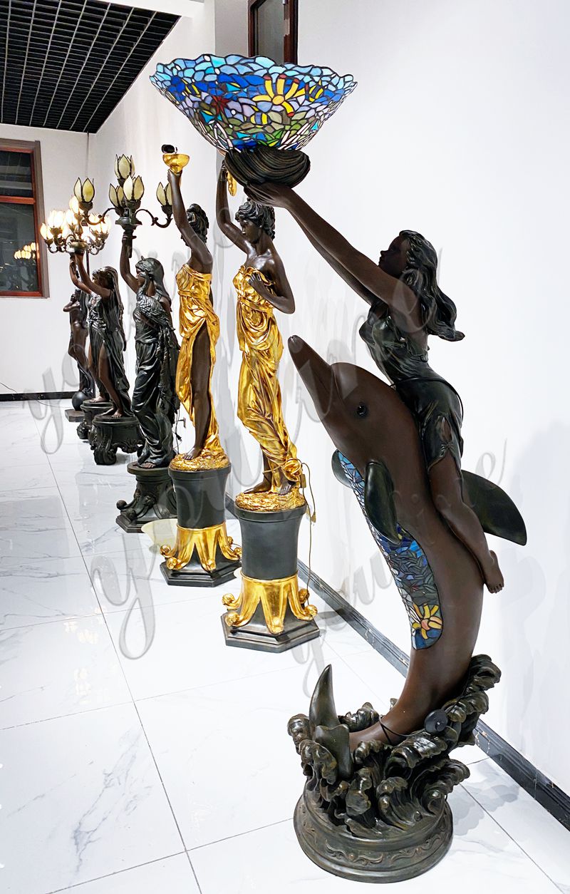 bronze lady statue lamps