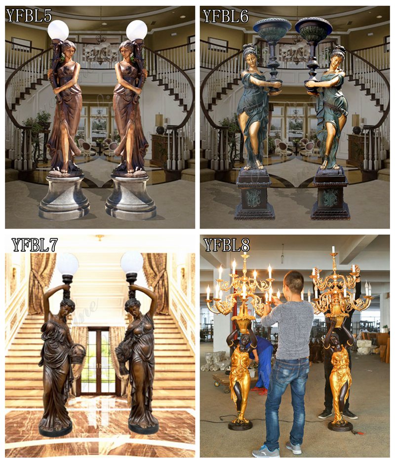 bronze lamp light sculpture