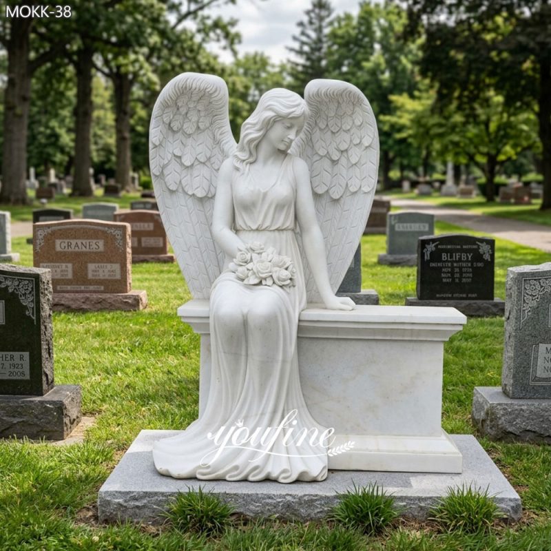 cemetery sitting angel statues headstone for sale