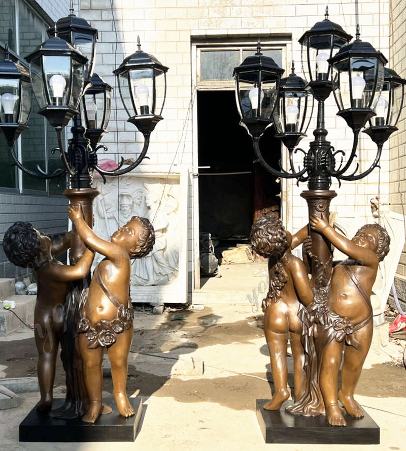 exquisite bronze baby lamp