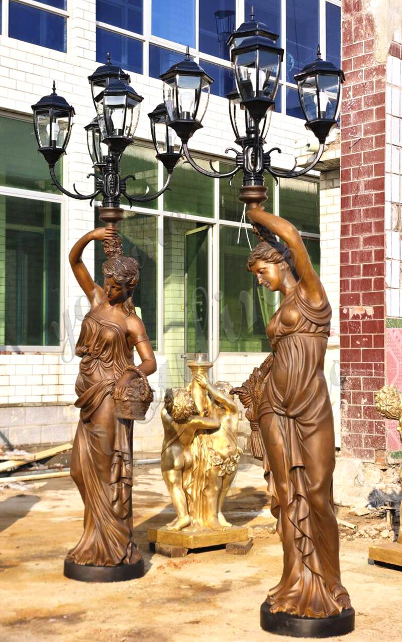 exquisite bronze lady lamp