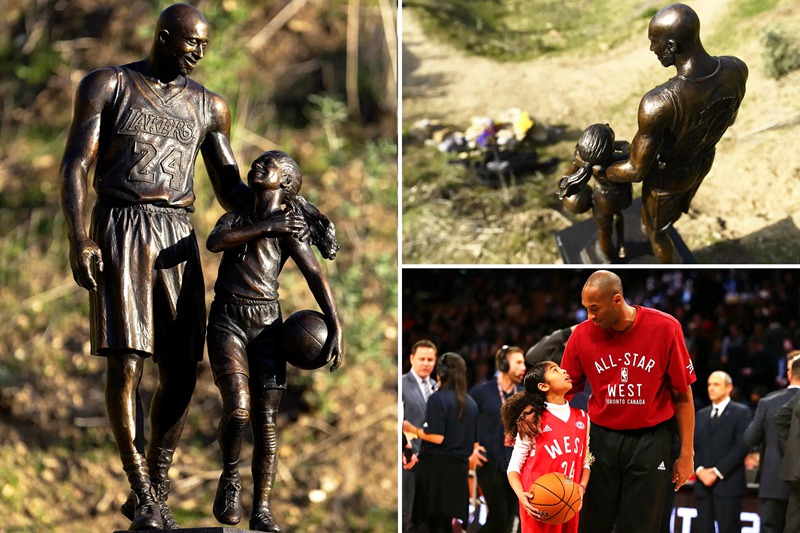 kobe bryant statue with daughter