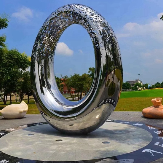 large public art stainless steel outdoor sculpture