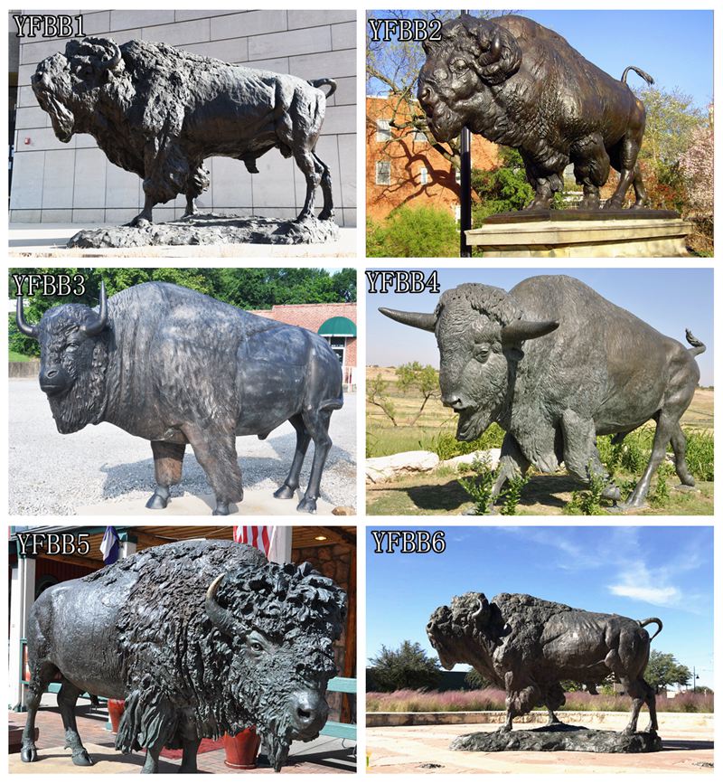life size outdoor bronze bison statue