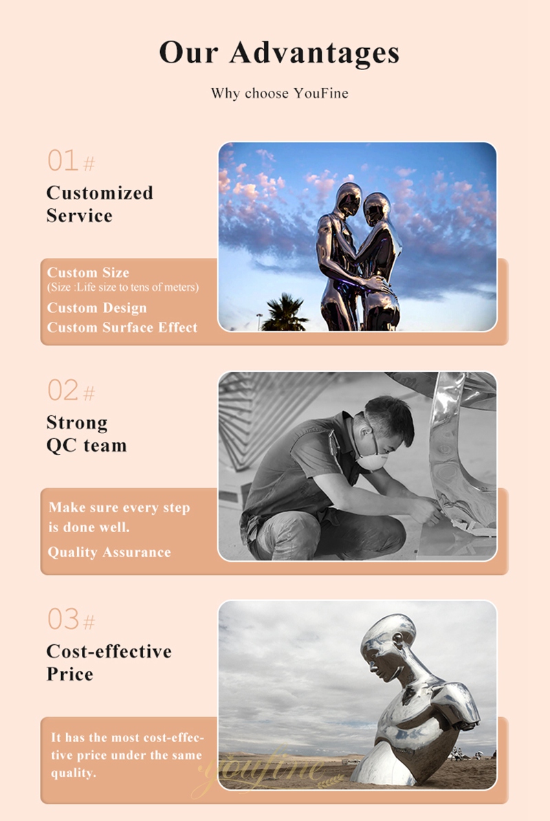 metal abstract figure sculpture - stainless steel human sculpture - YOUFINE