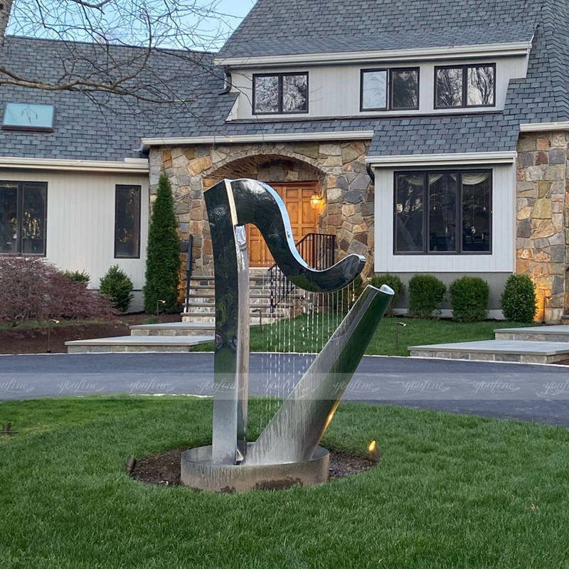 Modern Outdoor Metal Water Fountain Harp Sculpture for Sale CSS-250