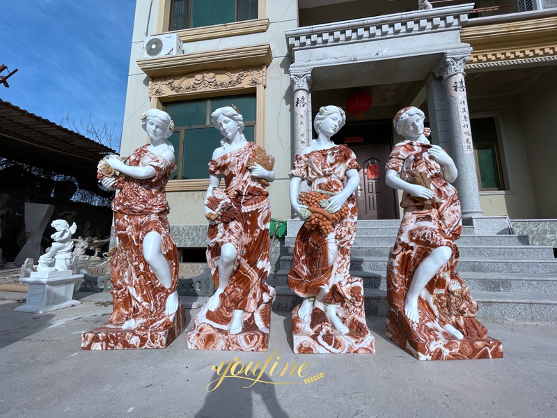 mixed colour marble four season statue