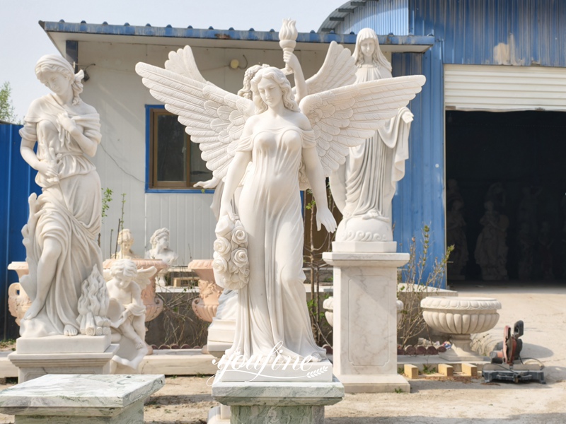 Female Angel Statue with Bouquet