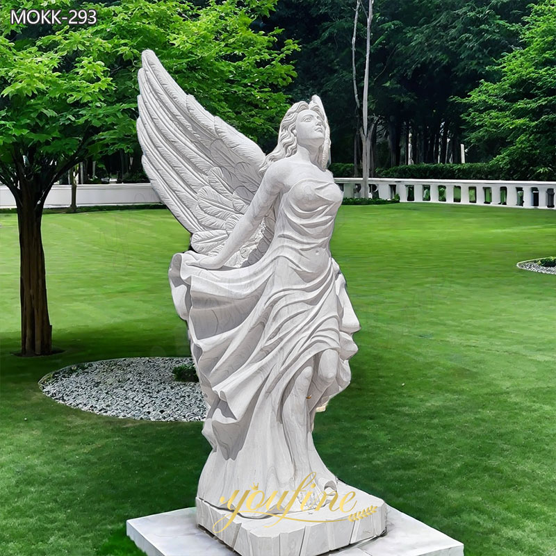 Statuetta Angelo Custode In Preghiera Con Ali - Resina Bianca Decorazione Da Giardino E Da Scrivania Resistente Alle Intemperie