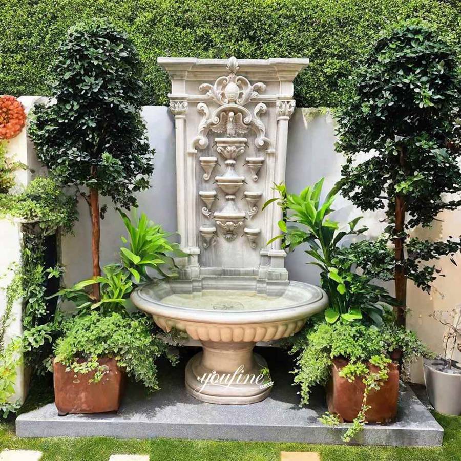 Marble Water Feature Wall with Floral art