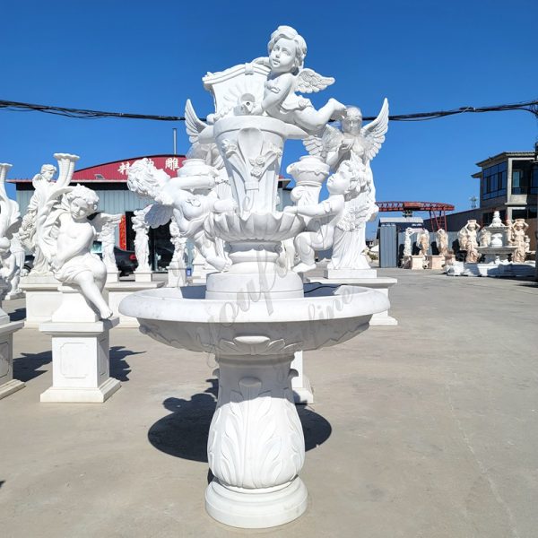 Three Cherub Statues garden wall fountain