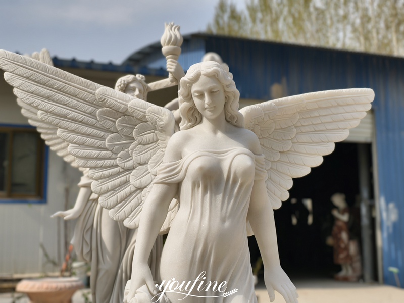 Angel Statue with Bouquet detail