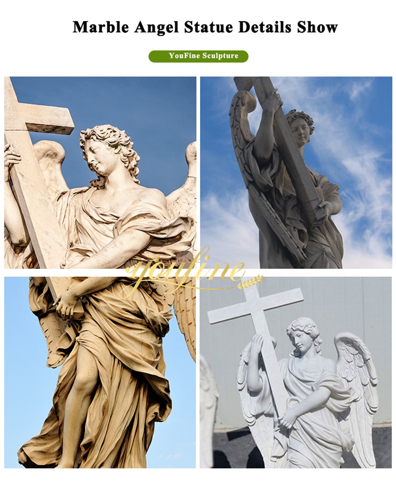 angel with cross statue details