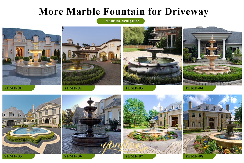 circular driveway water fountain