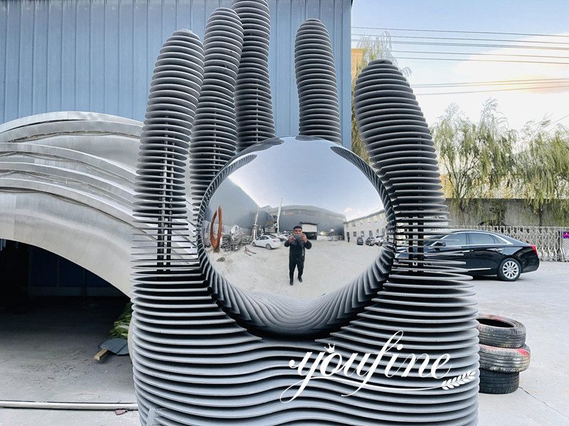 completed stainless steel sculpture details