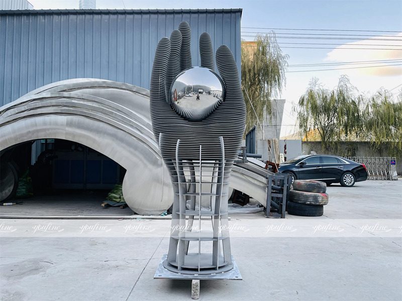 high quality stainless steel hand sculpture