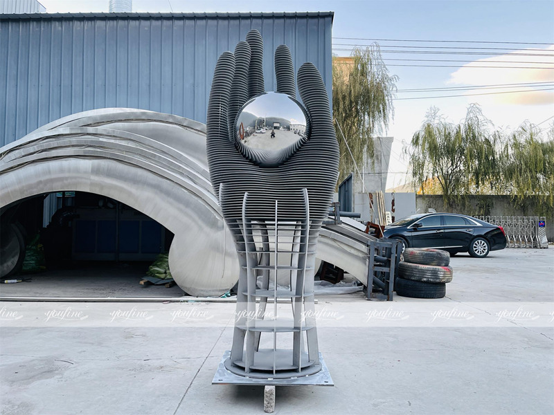 high quality stainless steel hand sculpture
