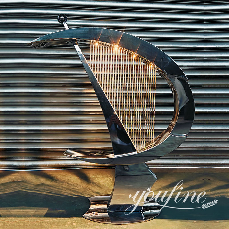 large metal harp statue