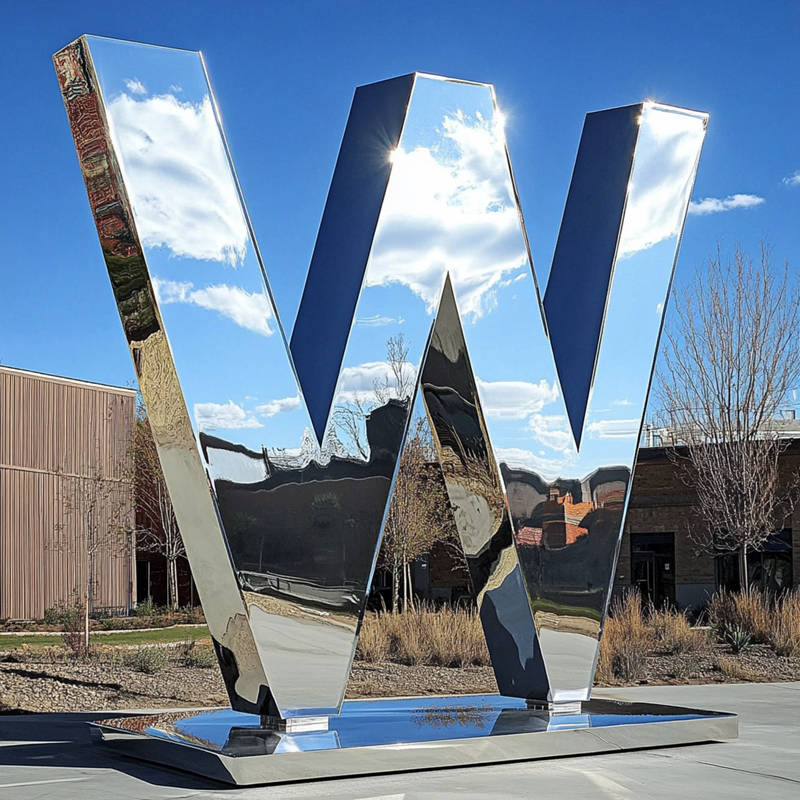 large metal landmark alphabet sculpture