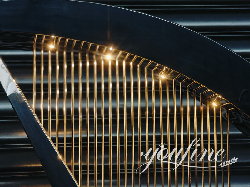 metal harp sculpture detail