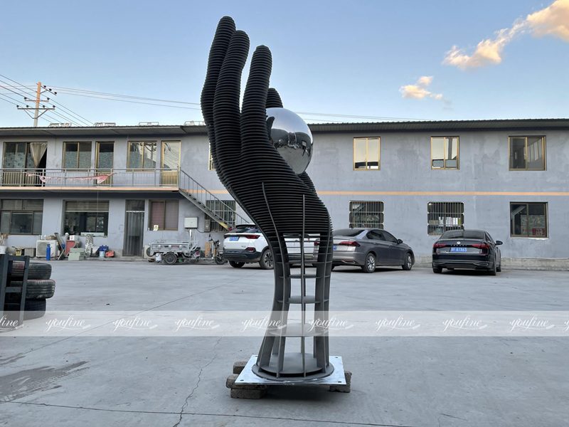 outdoor decorative stainless steel hand sculpture