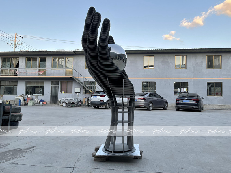 outdoor decorative stainless steel hand sculpture