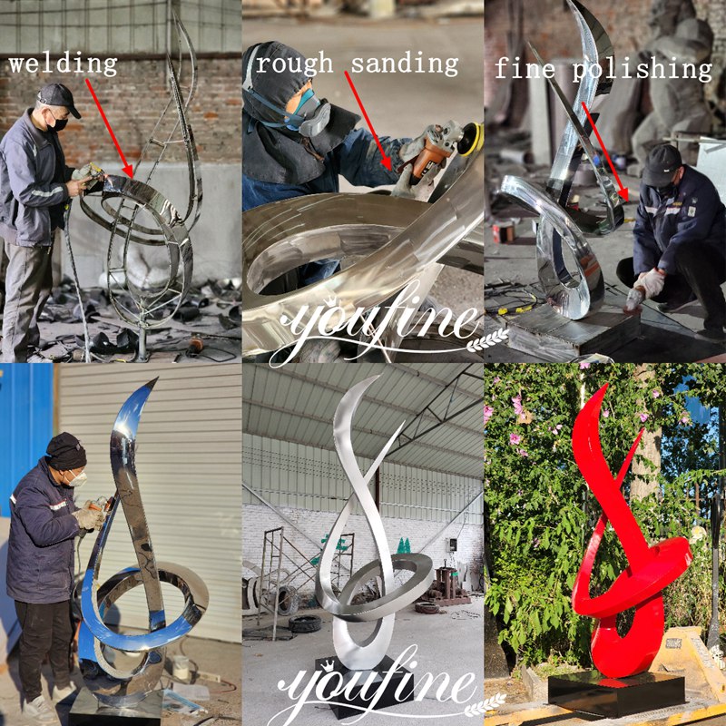 outdoor modern stainless steel growth sculpture production process