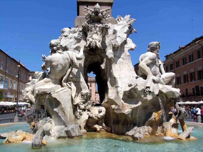 sculptures on the Four Rivers Fountain