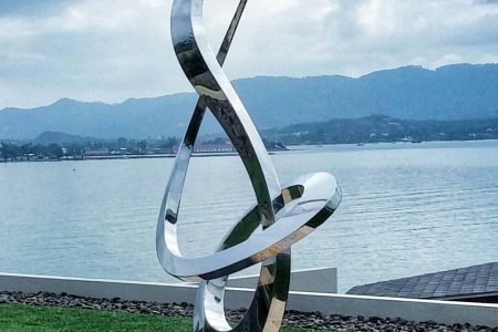 stainless steel abstract growth sculpture