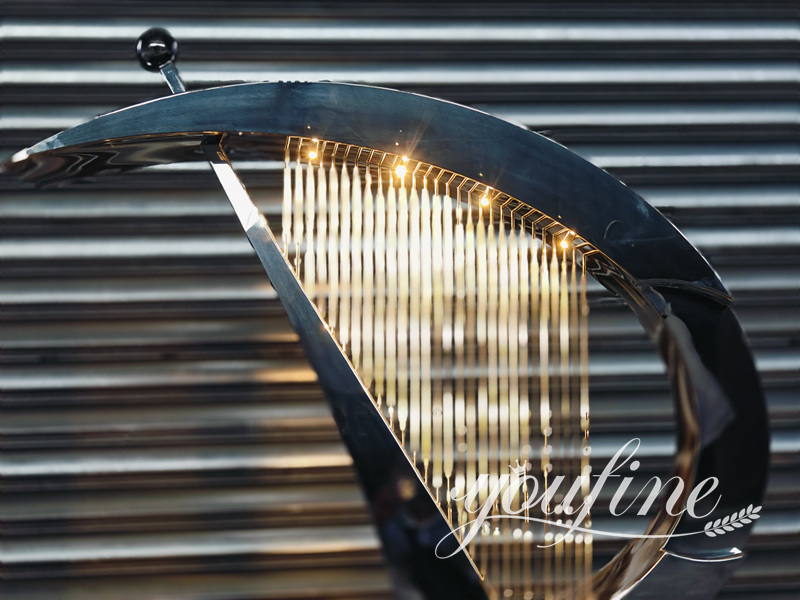 stainless steel metal harp sculpture