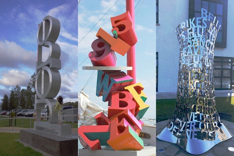 various designs of stainless steel alphabet sculpture