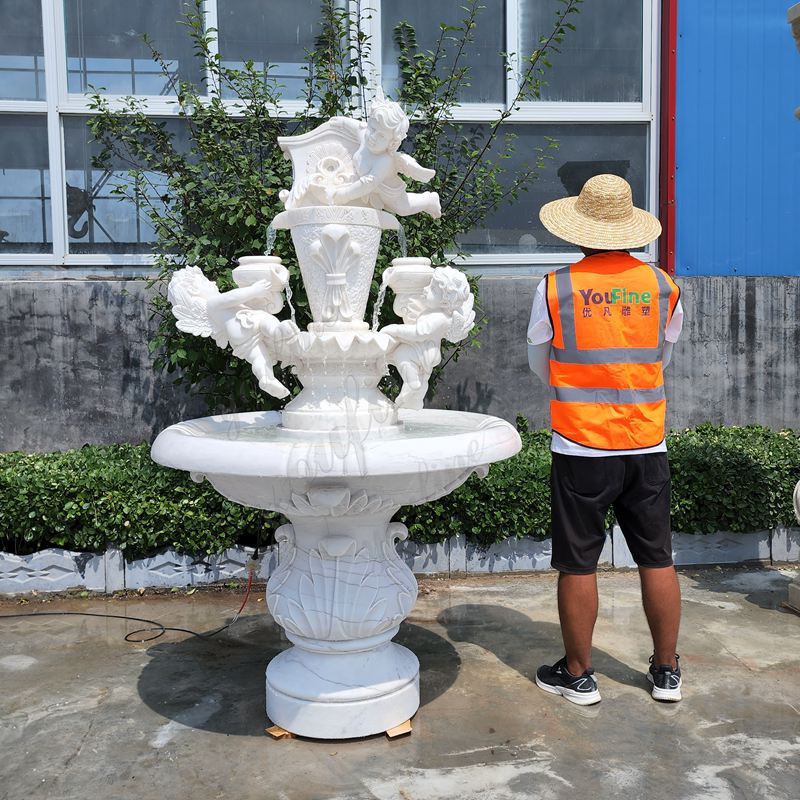 white Cherub Marble Fountain