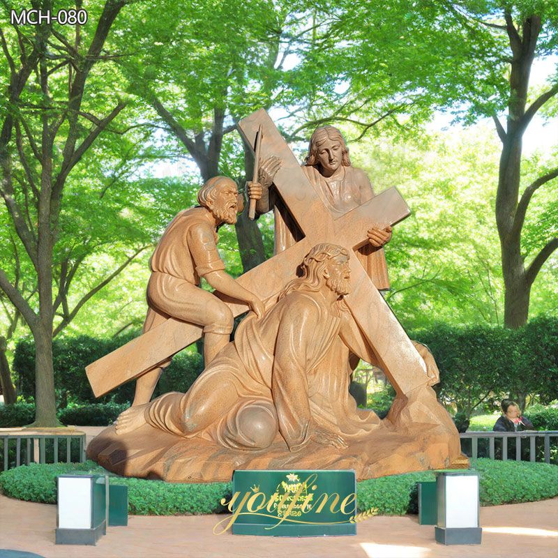 Jesus Falls the First Time white marble statue