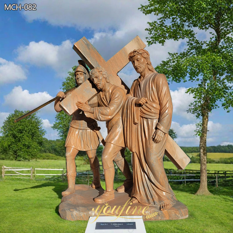 Station 5 Simon Helps Jesus Carry His Cross statue