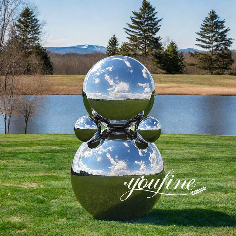 high polished stainless steel sphere garden sculpture