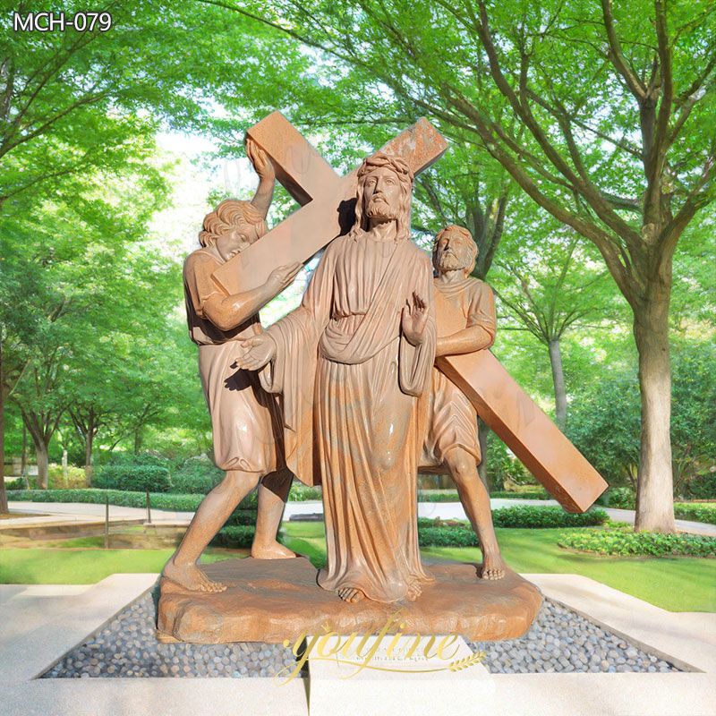 jesus accepts his cross statue