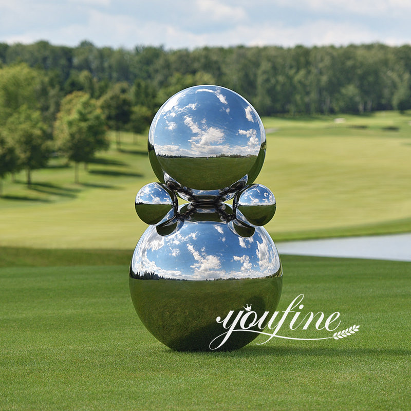 large modern stainless steel sphere sculpture