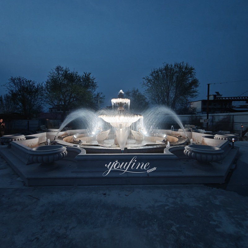 Granite Swan Fountain with light