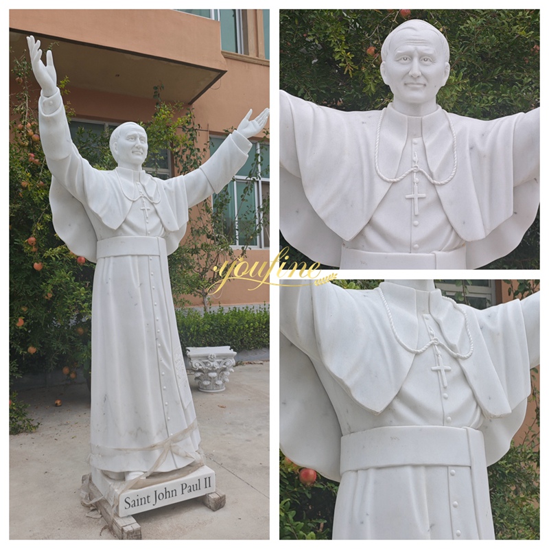 Marble Saint John Paul II Statue details
