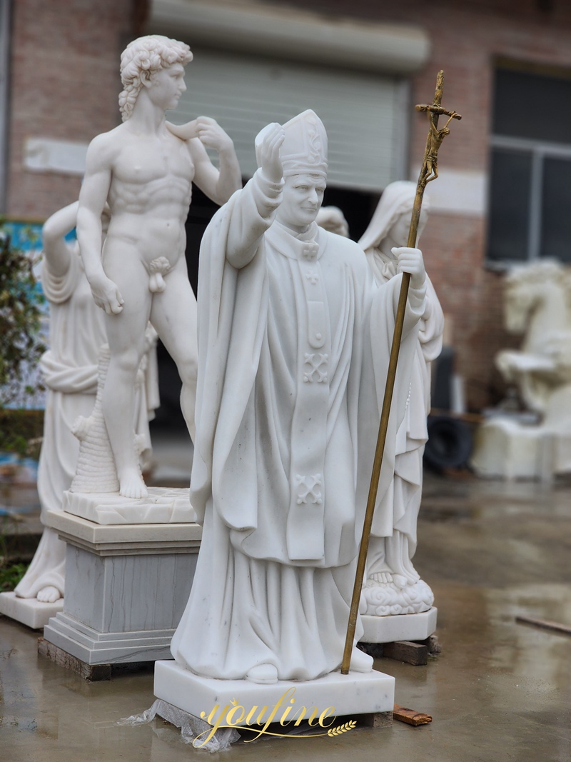 Marble Saint pop John Paul II Statue