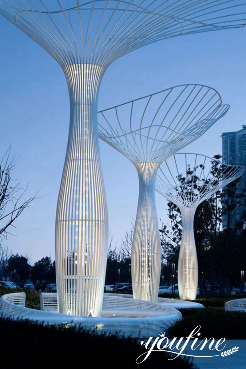 extra large stainless steel light tree installation
