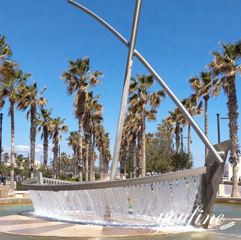 Contemporary Stainless Steel Water Boat Fountain CSS-154