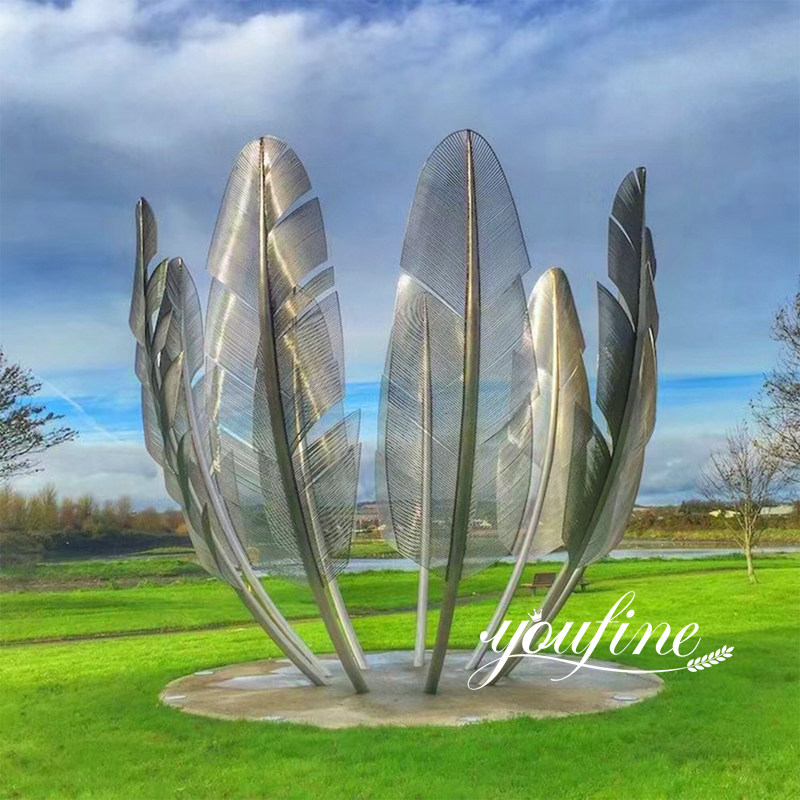 large outdoor abstract feather sculpture