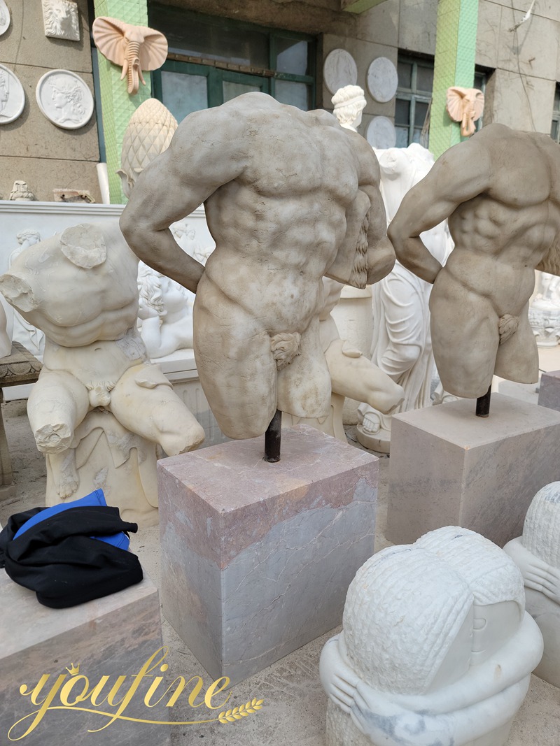 marble male nude torso sculpture