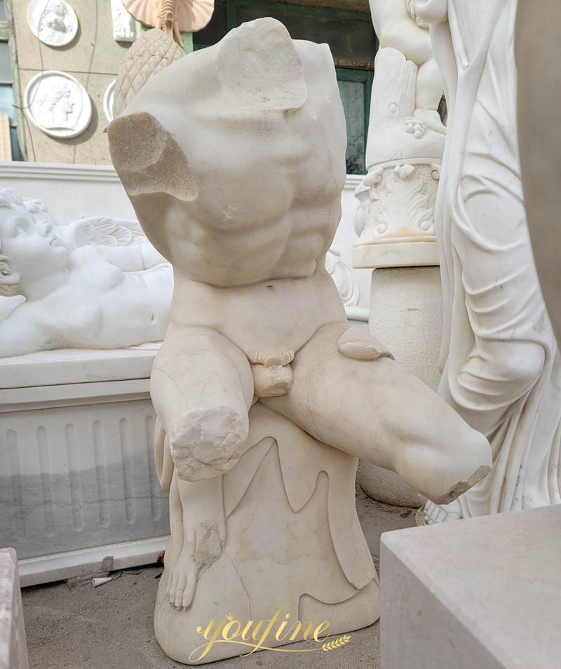 marble male nude torso sculpture
